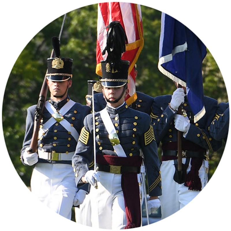VMI cadets leading parade march