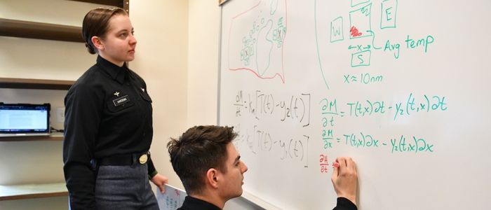 VMI cadets solve equations as part of a mathematics capstone course.
