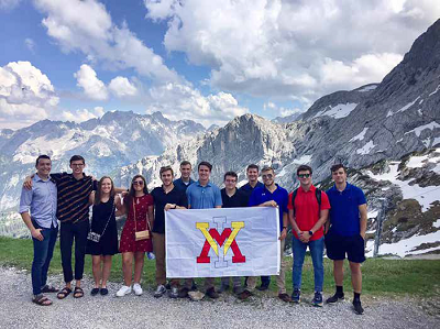 Cadets pose for a photo near Garmisch, Germany, during a study abroad trip that took them through Slovenia, Germany, and Belgium.—Photo courtesy of Lt. Col. Valentina Dimitrova-Grajzl. 
