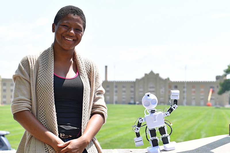 Cadet with invented Robot