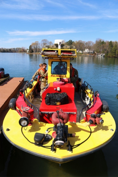 Cadets training to join the Navy through ROTC learn boat skills.