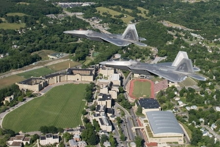 F-22 flyover of VMI Post from June of '18 - Photo courtesy of Lt Col John 'Slider' Getgood '98 USAF, Ret.