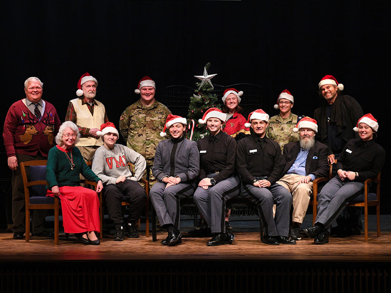 VMI Community Theatre actors from A Holiday Digest on stage in group photo