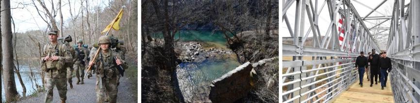 Photos of the Chessie trail including cadets on the trail during training