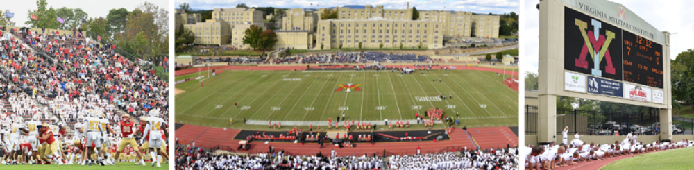 Images of football games and the stadium