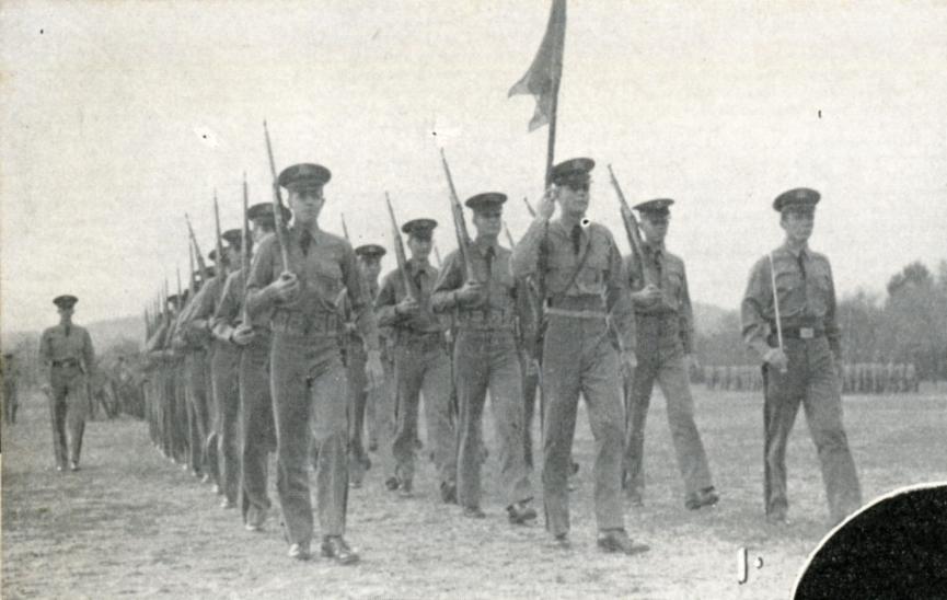 VMI cadets practicing their drill and ceremony in preparation for the coming World War II.