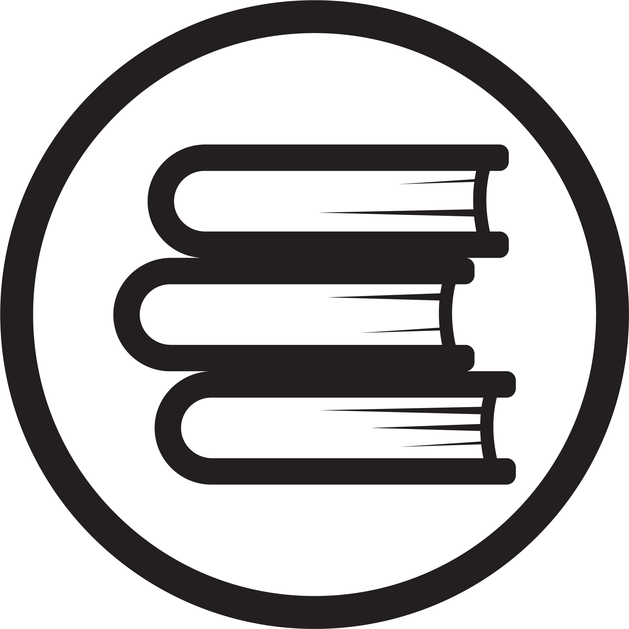 Line icon of stack of books
