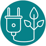 Line icon of plug and leaves