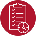 Line icon of checklist and clock