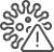 Line icon of COVID-19 molecule and warning sign