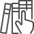 Line icon of finger pointing to book on shelf