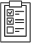 Line icon showing checklist on a clipboard