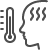 Line icon of digital thermometer scan of forehead