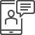 Line icon of user and text bubble on mobile phone