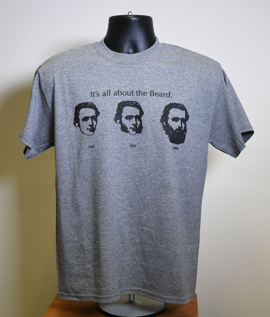 Grey t-shirt showing various beard styles