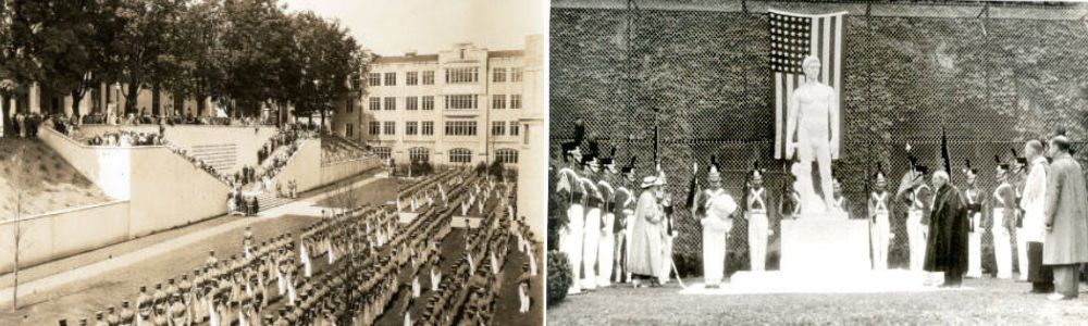 Dedication ceremony and unveiling of new statue. Photos courtesy of VMI Archives.