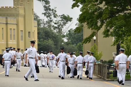 Cadets walk to class
