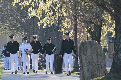 Cadets walk to class