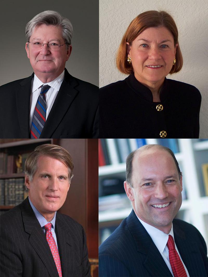 A composite image featuring headshots of Bill Boland, Fran Wilson, Tom Watjen, and Hugh Fain.