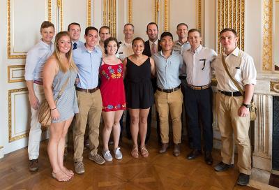 Cadets pose at the George Marshall Center in Paris.