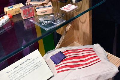 An improvised American flag rests in the VMI Museum's Vietnam exhibit.