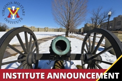 Institute Announcement with VMI Logo and canon in snow