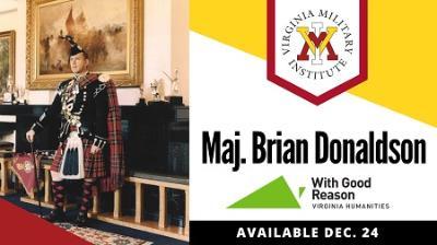 Maj. Brian Donaldson poses in his full bagpipe dress complete with kilt, plaid, and feather bonnet, as Pipe Major in Scotland. -Photo courtesy of Maj. Brian Donaldson.